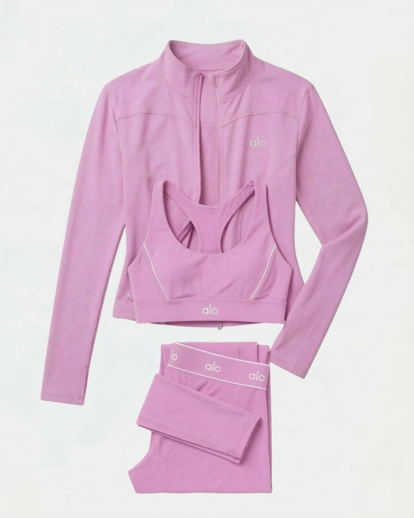 Ensemble Complet Suit Up Alo Yoga Rose — Tenue Yoga Sport Femme