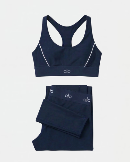 Ensemble Suit Up Alo Yoga Bleu — Tenue Yoga Sport Femme