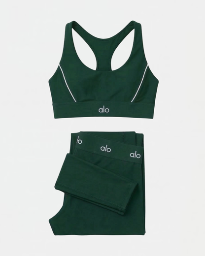 Ensemble Suit Up Alo Yoga Vert — Tenue Yoga Sport Femme