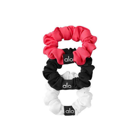 Scrunchie Alo Yoga 3-Pack Rouge Noir Blanc — Accessoire Beauté Femme