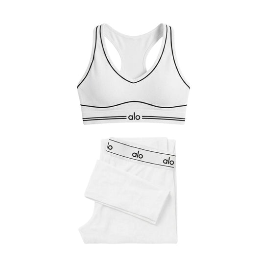 Ensemble Suit Up Alo Yoga Blanc — Tenue Yoga Sport Femme