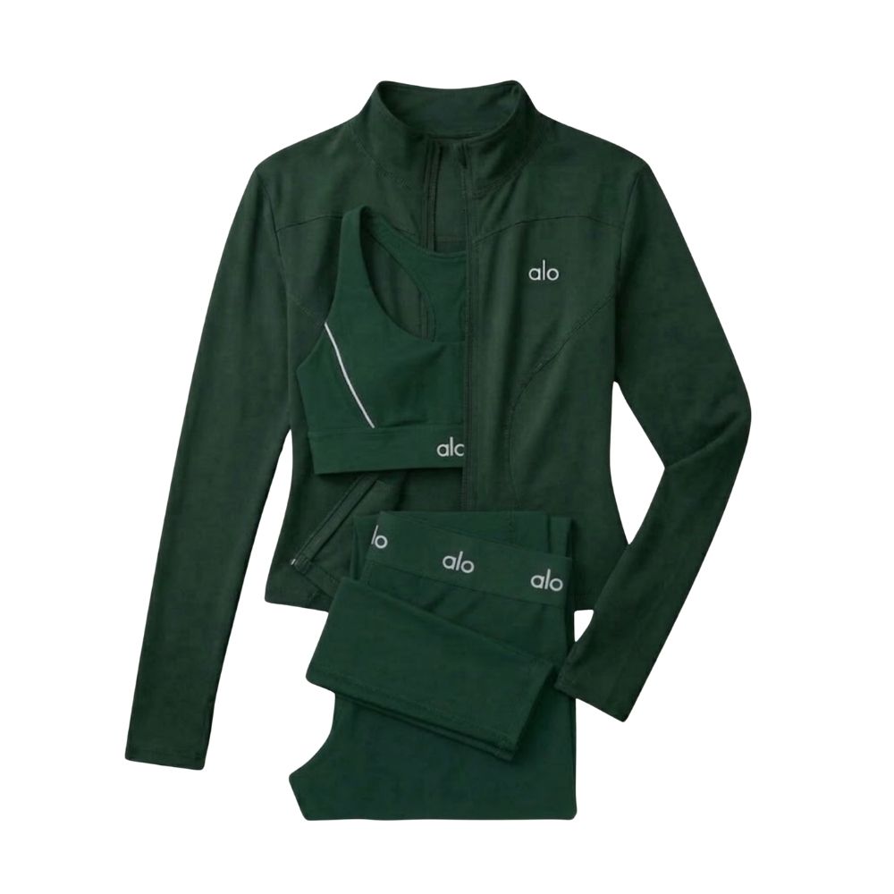 Ensemble Complet Suit Up Alo Yoga Vert — Tenue Yoga Sport Femme