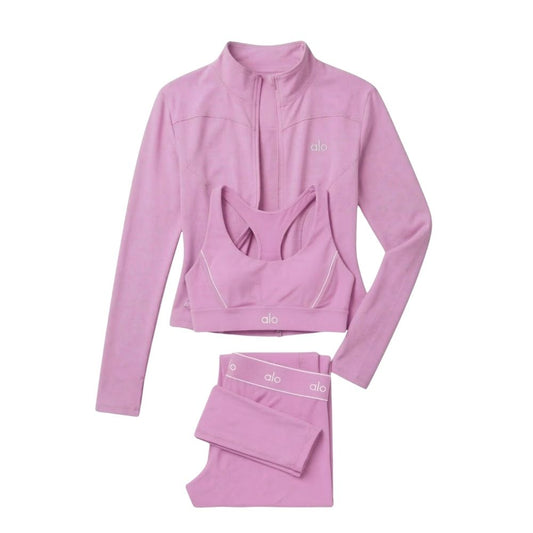 Ensemble Complet Suit Up Alo Yoga Rose — Tenue Yoga Sport Femme