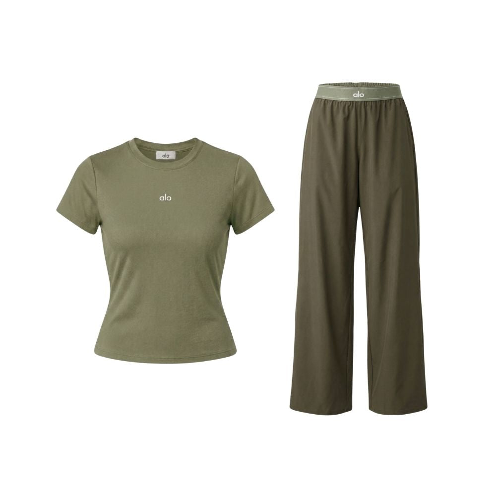 Ensemble Sport Alo Yoga Vert — Tenue Sport Femme