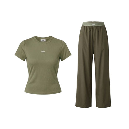 Ensemble Sport Alo Yoga Vert — Tenue Sport Femme