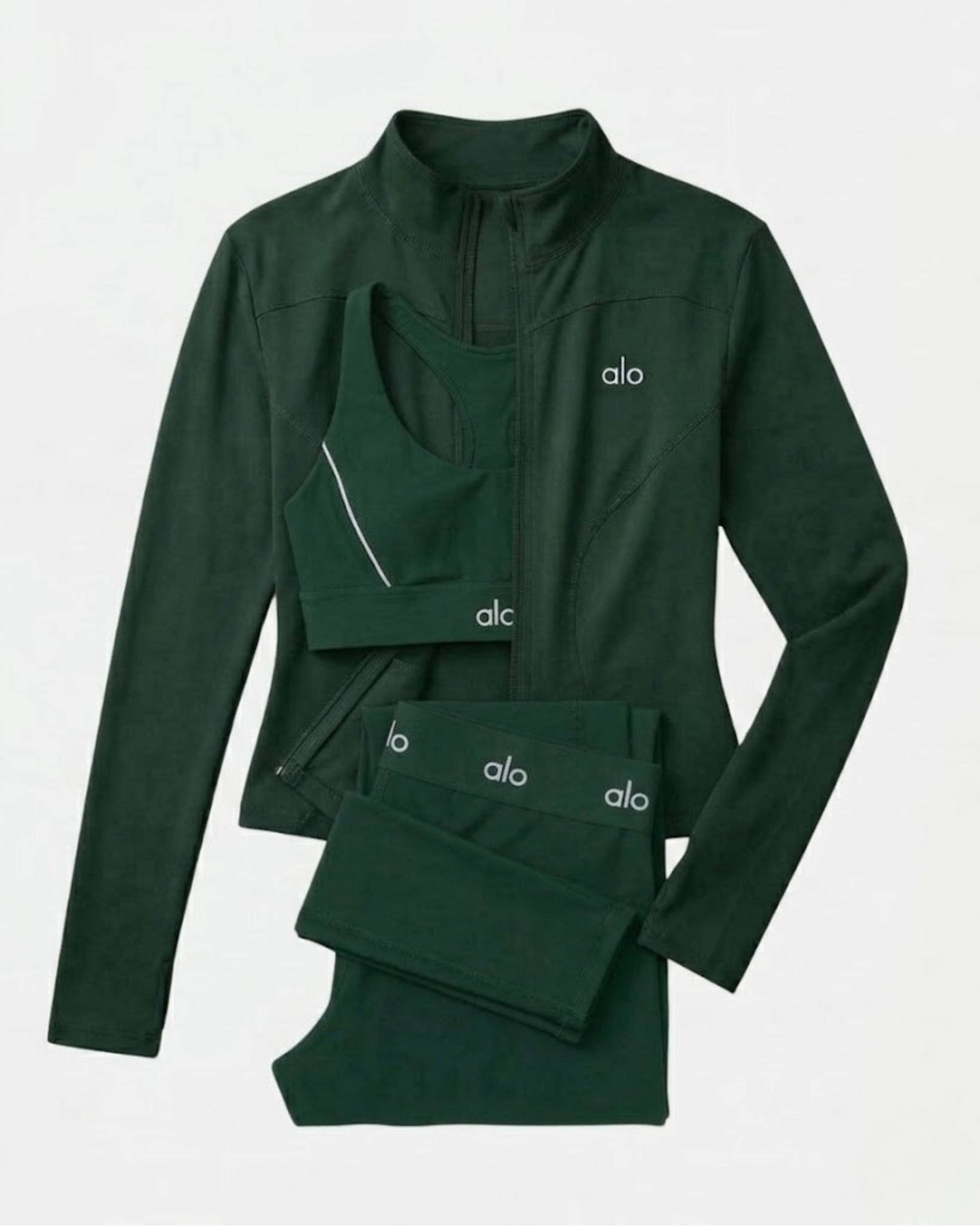 Ensemble Complet Suit Up Alo Yoga Vert — Tenue Yoga Sport Femme