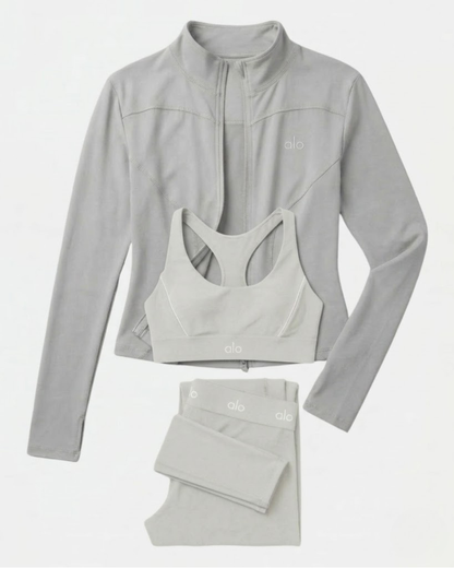 Ensemble Complet Suit Up Alo Yoga Gris — Tenue Yoga Sport Femme