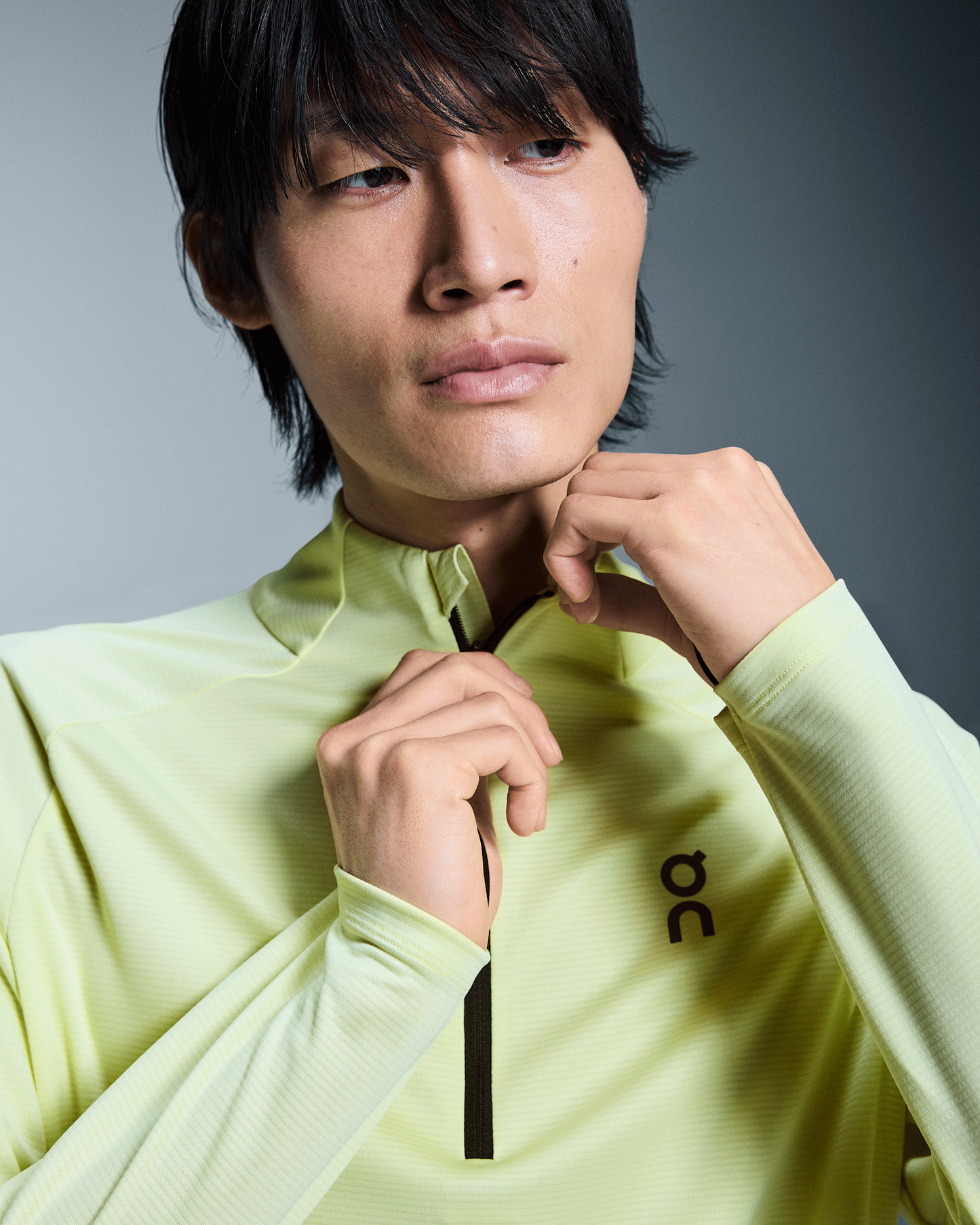 T-Shirt Climate ON Running Vert Jaune — Vêtement Running Sport